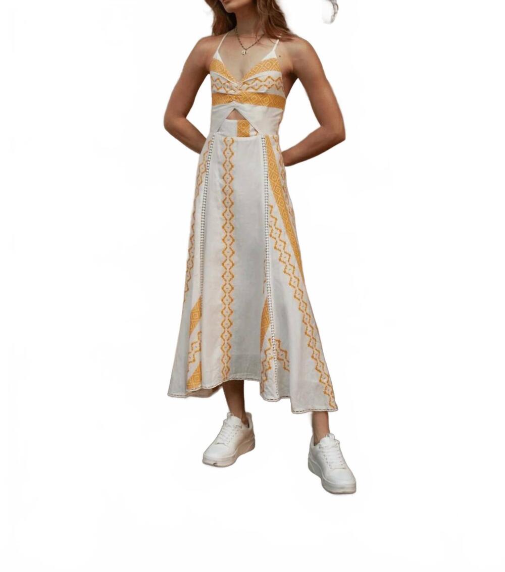NEW GUADALUPE DESIGN women's filomena linen dress in yellow